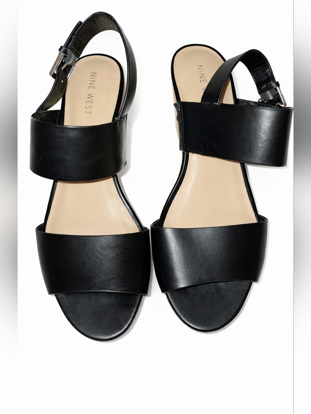 Nine West Women's Black Leather Slingback Sandals - Picture 5 of 5